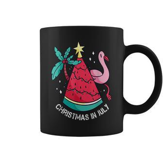 Christmas In July Watermelon Flamingo Xmas Tree Summer Gifts Flamingo Funny Gifts Coffee Mug | Mazezy