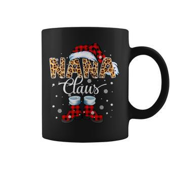 Christmas Nana Claus Leopard Buffalo Plaid Pajama Xmas Coffee Mug - Seseable
