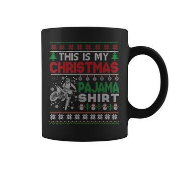This Is My Christmas Pajama Ugly Sweater Motocross Dirtbike Coffee Mug | Mazezy