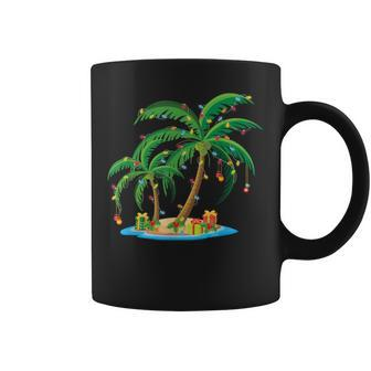 Christmas Palm Tree Tropical Xmas Coconut Lights Pajama Coffee Mug - Seseable