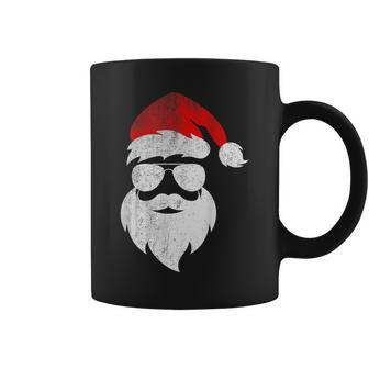Christmas Santa Claus Face Sunglasses With Hat Beard Coffee Mug - Seseable