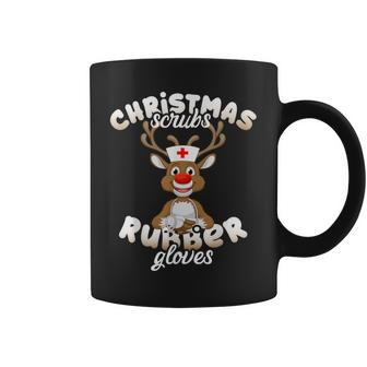 Christmas Scrub Top Reindeer Scrubs Rubber Gloves Nurses Coffee Mug - Thegiftio UK