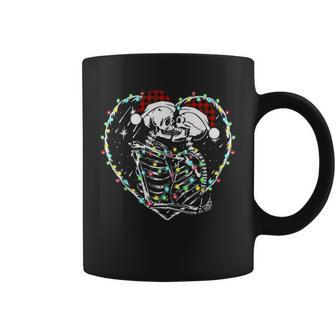 Christmas Skeletons Kissing Horror Xmas Lights Dark Humor Humor Coffee Mug | Mazezy
