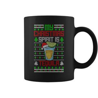 My Christmas Spirit Is Tequila Drinking Ugly Sweater Coffee Mug - Seseable