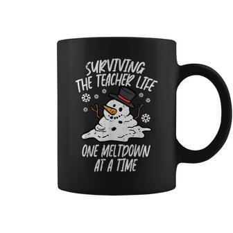 Christmas Surviving Teacher Life Meltdown Xmas Men Coffee Mug | Mazezy