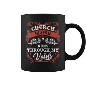 Church Blood Runs Through My Veins Family Christmas Coffee Mug - Seseable