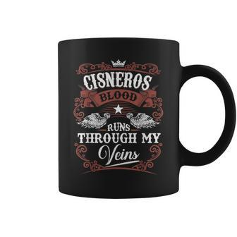 Cisneros Blood Runs Through My Veins Family Name Vintage Coffee Mug - Seseable