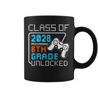 Class Of 2028 Processing 8Th Grade Unlocked Graduate Gamer Coffee Mug - Seseable
