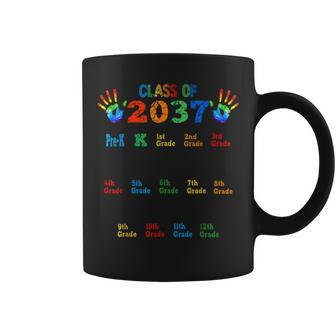 Class Of 2037 Grow With Me Color Handprint Pre-K 12Th Grade Coffee Mug - Monsterry CA