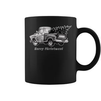 Classic Vintage Retro Stepside Pickup Truck Christmas Tree Coffee Mug | Mazezy