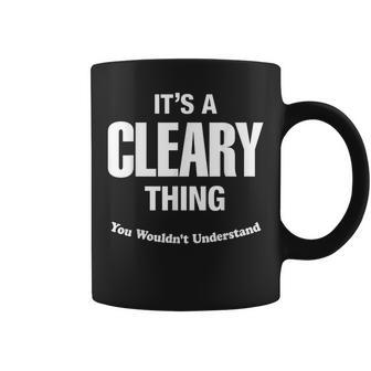 Cleary Thing Family Last Name Surname Funny Funny Last Name Designs Funny Gifts Coffee Mug | Mazezy