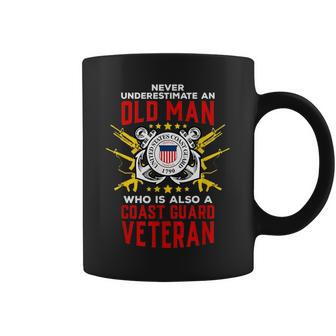 Coast Guard Never Underestimate An Old Man D4 Gun Flag Old Man Funny Gifts Coffee Mug | Mazezy