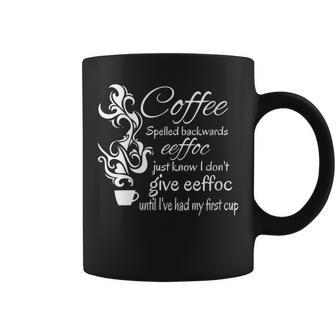 Coffee Spelled Backwards Morning Quote Coffee Mug | Mazezy CA