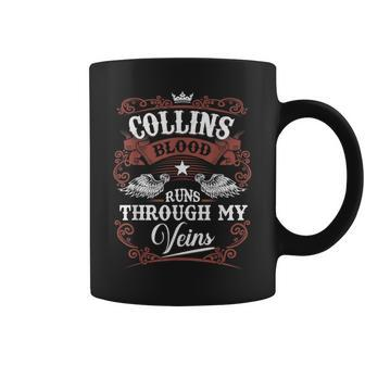 Collins Blood Runs Through My Veins Family Name Vintage Coffee Mug - Seseable