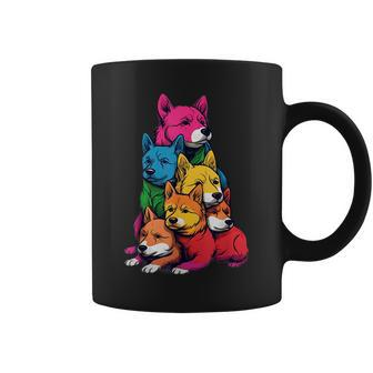 Colorful Lgbt Pride Swedish Vallhund Dog Pile Coffee Mug | Mazezy