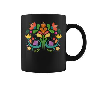 Colorful Mexican Flowers Otomi Hispanic Heritage Month Pride Coffee Mug - Monsterry AU