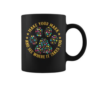 Colourful Polka Dot Dog Paw International Dot Day 2023 Coffee Mug - Monsterry AU