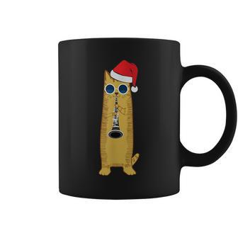 Cool Hipster Cat Playing The Clarinet For Christmas Coffee Mug | Mazezy