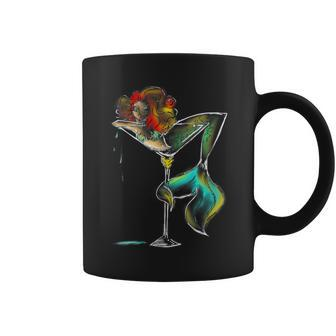 Cool Mermaid In Cocktail Glass Wine Drinker Girl Coffee Mug - Seseable