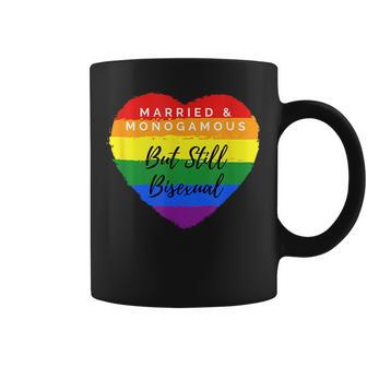 Cool Pride Married But Still Bisexual Rainbow Heart Coffee Mug | Mazezy