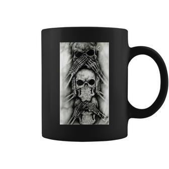 Cool Skull Design See No Evil Hear No Evil Speak No Evil Coffee Mug - Thegiftio UK