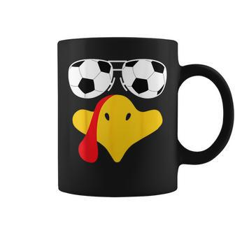 Cool Turkey Face With Soccer Sunglasses Thanksgiving Coffee Mug - Seseable