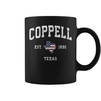 Coppell Texas Tx Vintage American Flag Sports Coffee Mug | Mazezy
