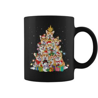 Corgi Christmas Tree Fairy Lights Santa Hat Pajama Dog Lover Coffee Mug | Mazezy