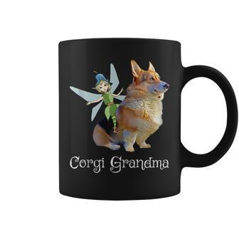 Corgi Grandma Pembroke Welsh Corgi & Fairy Retro Dog Lover Coffee Mug | Mazezy