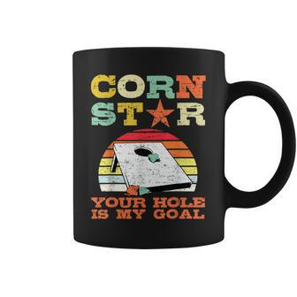 Corn Star Your Hole Is My Goal Vintage Cornhole Funny Player Coffee Mug | Mazezy