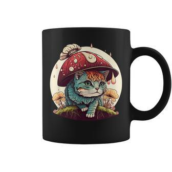 Cottagecore Aesthetic Cats | Cat With Mushroom Hat | Kawaii Coffee Mug - Seseable