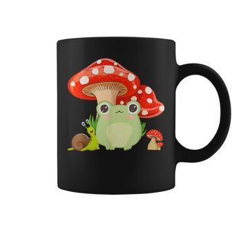 Cottagecore Aesthetic Frog Snail Mushroom Kids N Girls Coffee Mug - Seseable