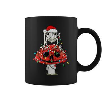 Cottagecore Skeleton Frog Skull Mushroom Goth Christmas Frog Coffee Mug | Mazezy