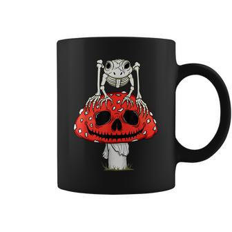 Cottagecore Skeleton Frog Skull Mushroom Goth Halloween Halloween Coffee Mug | Mazezy