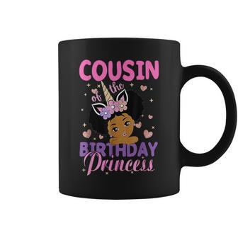 Cousin Of The Birthday Princess Melanin Afro Unicorn Family Coffee Mug - Monsterry