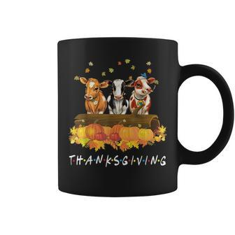 Cow Pumpkin Fall Farm Animals Thanksgiving Thankful Farmer Thanksgiving Coffee Mug | Mazezy