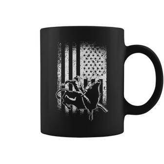 Cowboy Bull Riding American Flag Bull Rodeo Rodeo Funny Gifts Coffee Mug | Mazezy