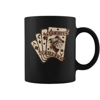 Cowboy Killers Retro Playing Cards Western Cowboy Skeleton Coffee Mug | Mazezy