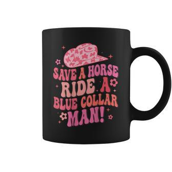 Cowboy Save A Horse Ride A Blue Collar Man On Back Coffee Mug - Monsterry