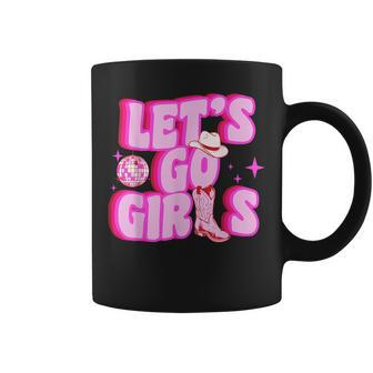 Cowgirl Lets Go Girls Cowgirl Pink Hat Boots Western Coffee Mug | Mazezy