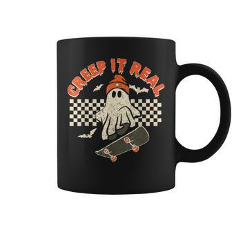 Creep It Real Skateboarding Retro Halloween Ghost Costume Coffee Mug - Seseable