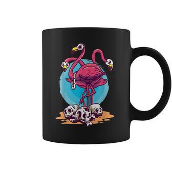 Creepy Flamingo Halloween Horror Skull Coffee Mug | Mazezy