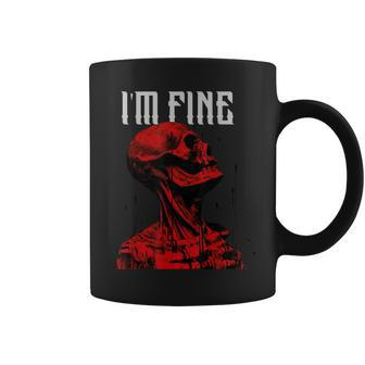 Creepy Horror Sklett With Bloody Skull I'm Fine Halloween Halloween Coffee Mug | Mazezy
