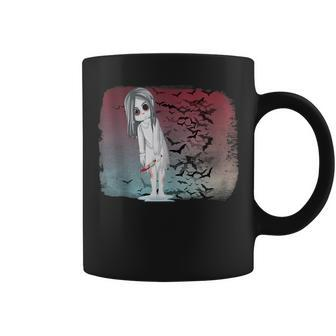 Creepypasta Horror Scary Ghost Anime Girl With Bats Coffee Mug | Mazezy