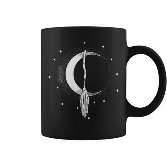 Crescent Moon Witch Broom Vintage Halloween Girls Women Gift For Womens Coffee Mug | Mazezy