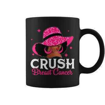 Crush Breast Cancer Awareness Black Pink Queen Warrior Coffee Mug - Seseable