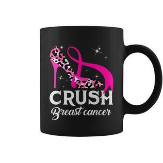Crush Breast Cancer Leopard Pink Ribbon Awareness October Coffee Mug - Monsterry UK