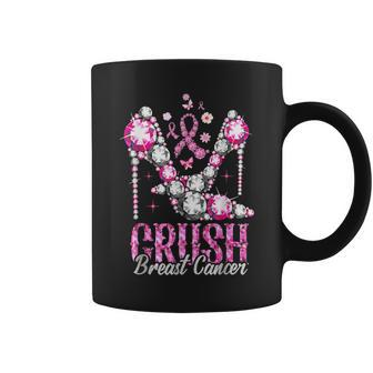 Crush Breast Cancer Pink Bling High Heels Ribbon Coffee Mug - Seseable