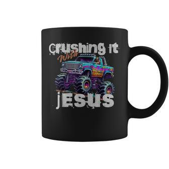 Crushing It With Jesus Christian Monster Truck Jesus Coffee Mug - Monsterry UK
