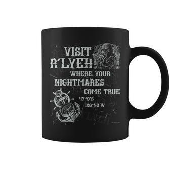 Cthulhu Visit R'lyeh Coordinates Cosmic Horror Cthulhu Horror Coffee Mug | Mazezy